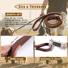 Meruogkar leather dog leash six-foot length ideal for training and recall.