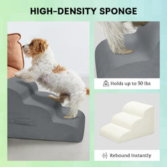 Mesa Lemon foam-core dog stairs use high-density foam for lightweight support.