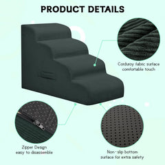 Mesa Lemon dog stairs four-step in-use on sofa highlights ergonomic height and comfort.