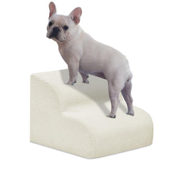 Mesa Lemon dog stairs two-step beige for small dogs with compact, easy-access design