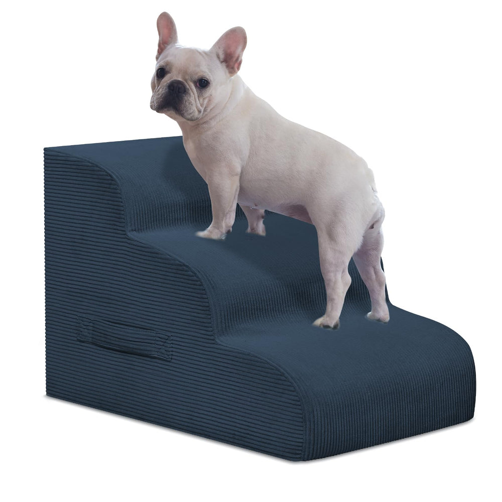 Mesa Lemon dog steps three-step navy cover eases small dog climbs.