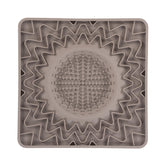 Messy Mutts framed licking bowl mat grey top view shows slow feeding for calmer mealtimes.