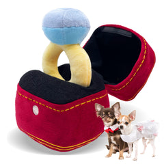 Mewcho Christmas dog wedding toy ring box opened for festive engagement play