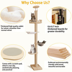 MewJoyee pine solid wood frame with natural grain for sturdy climbing