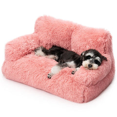 Mewoo dog couch pink, front view, cozy indoor lounging for small pets