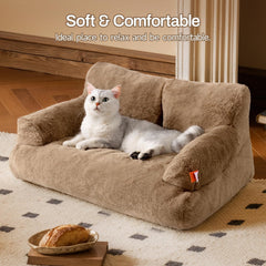 MEWOOFUN Dog Couch Camel side view highlighting spacious sleeping area