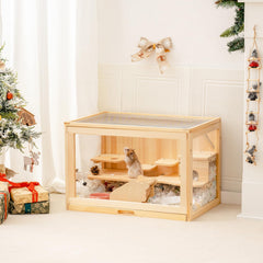 Mewoo hamster cage acrylic sides provide clear view and supervision