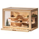 Mewoo wooden hamster cage two-tier design expands play space for active dwarfs