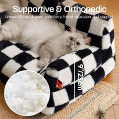 MEWOOFUN cat bed non-slip bottom keeps bed in place on slick floors