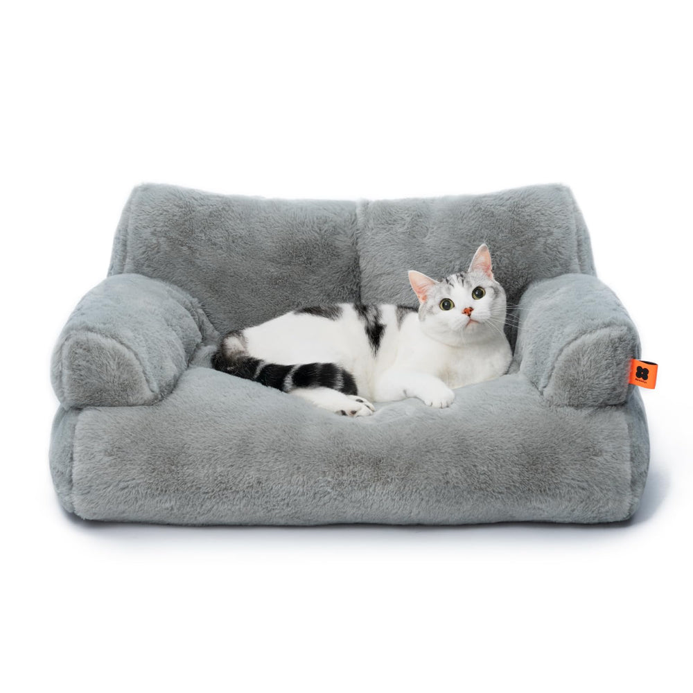MEWOOFUN cat bed removable cover grey for easy washing and quick cleaning