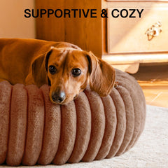 MEWOOFUN donut bed side view shows plush cushioning for naps.