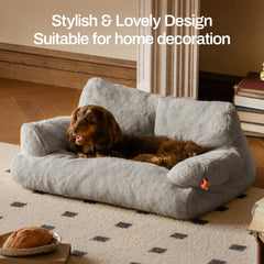 MEWOOFUN soft fluffy pet sofa grey invites cozy lounging for small pets
