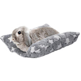 MEWTOGO bunny bed gray-star top view shows plush comfort for small pets.