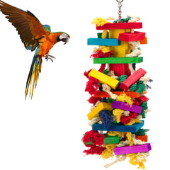 MEWTOGO extra-large parrot toy 18in promotes durable chewing for large birds.