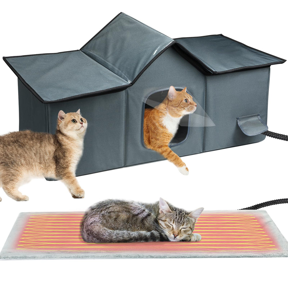 MEWTOGO weatherproof cat house roof provides waterproof protection for harsh winters