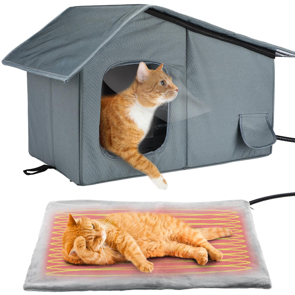 MEWTOGO Weatherproof Cat House roof provides waterproof protection for outdoor warmth.