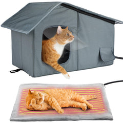 MEWTOGO Weatherproof Cat House roof provides waterproof protection for outdoor warmth.