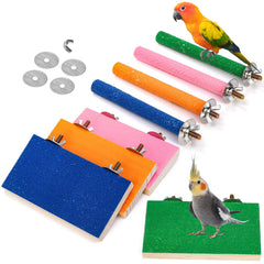 Mezchi 8 Pcs Bird Perch Stand Toy colorful sticks for engaging cage play