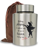 Mianachilu dog urn front design featuring angel motif for remembrance