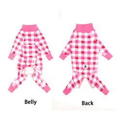 Miaododo pink dog recovery suit high collar keeps neck warm and cozy.