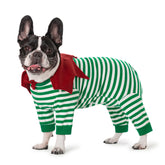 Miaododo striped dog surgery recovery suit back zipper protects abdominal wounds during post-op
