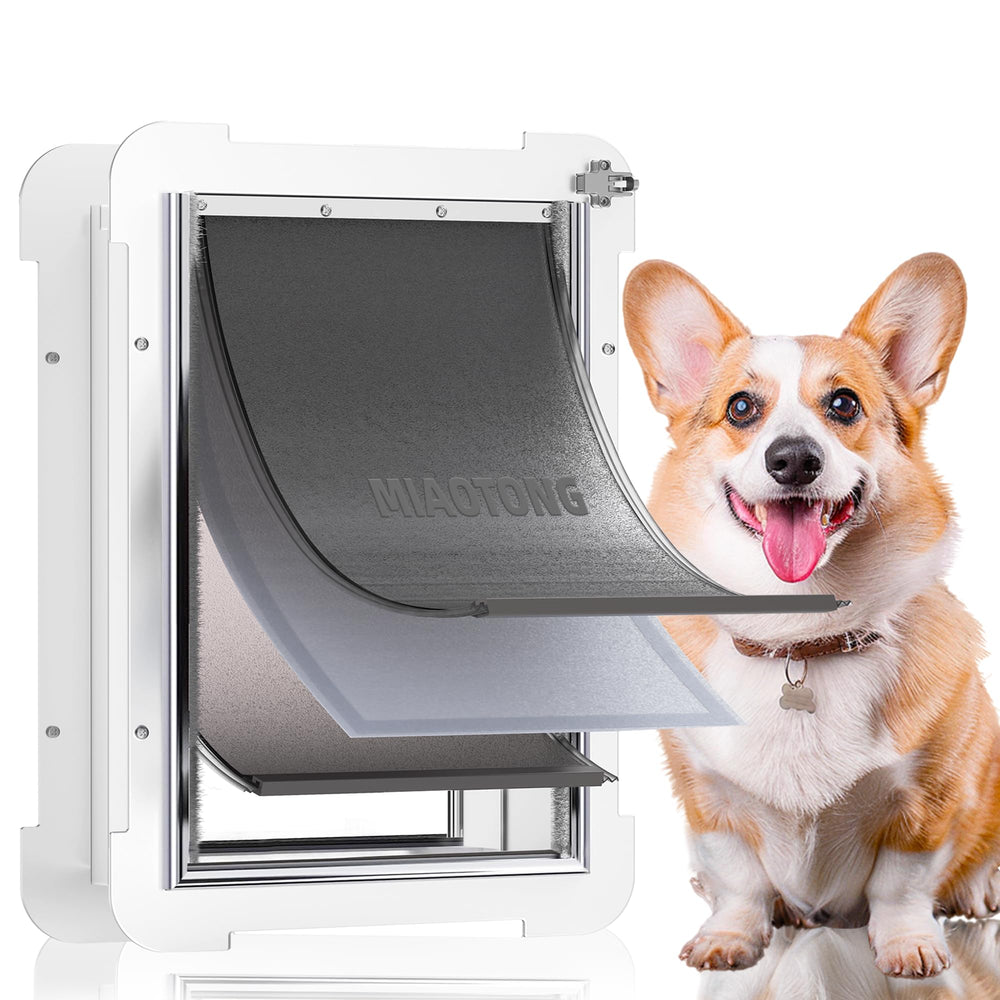 MIAOTONG 3-flap dog door with steel frame offers durable daily outdoor use