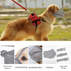 Miavers dog muzzle grey large, side view highlighting adjustable straps for secure fit