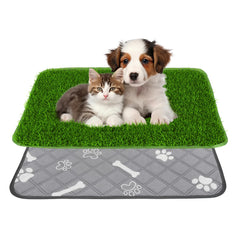 Micnaron dog grass pad top view highlighting soft turf for potty training.