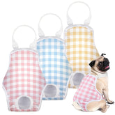 MICOOYO dog diaper onesie striped design with secure suspenders for no-tail dogs