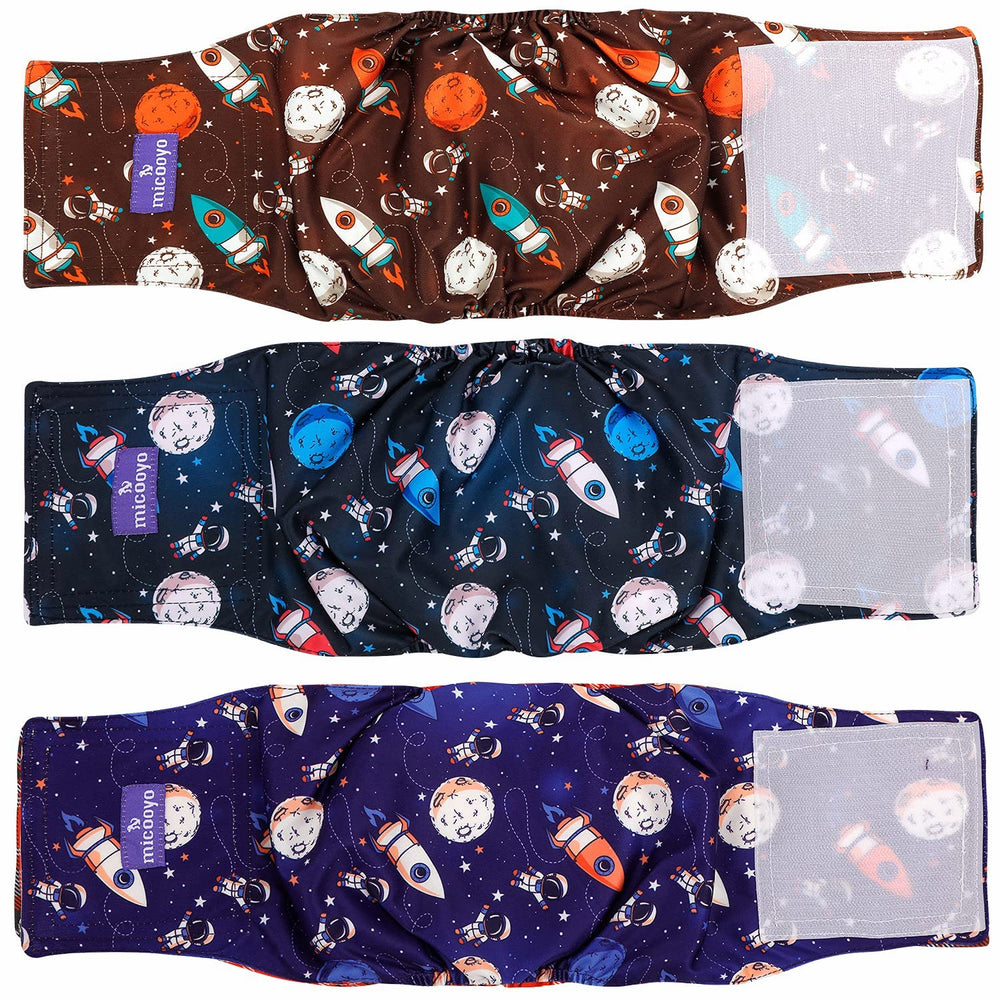 MICOOYO belly band dog wrap front view demonstrates secure, adjustable fit.