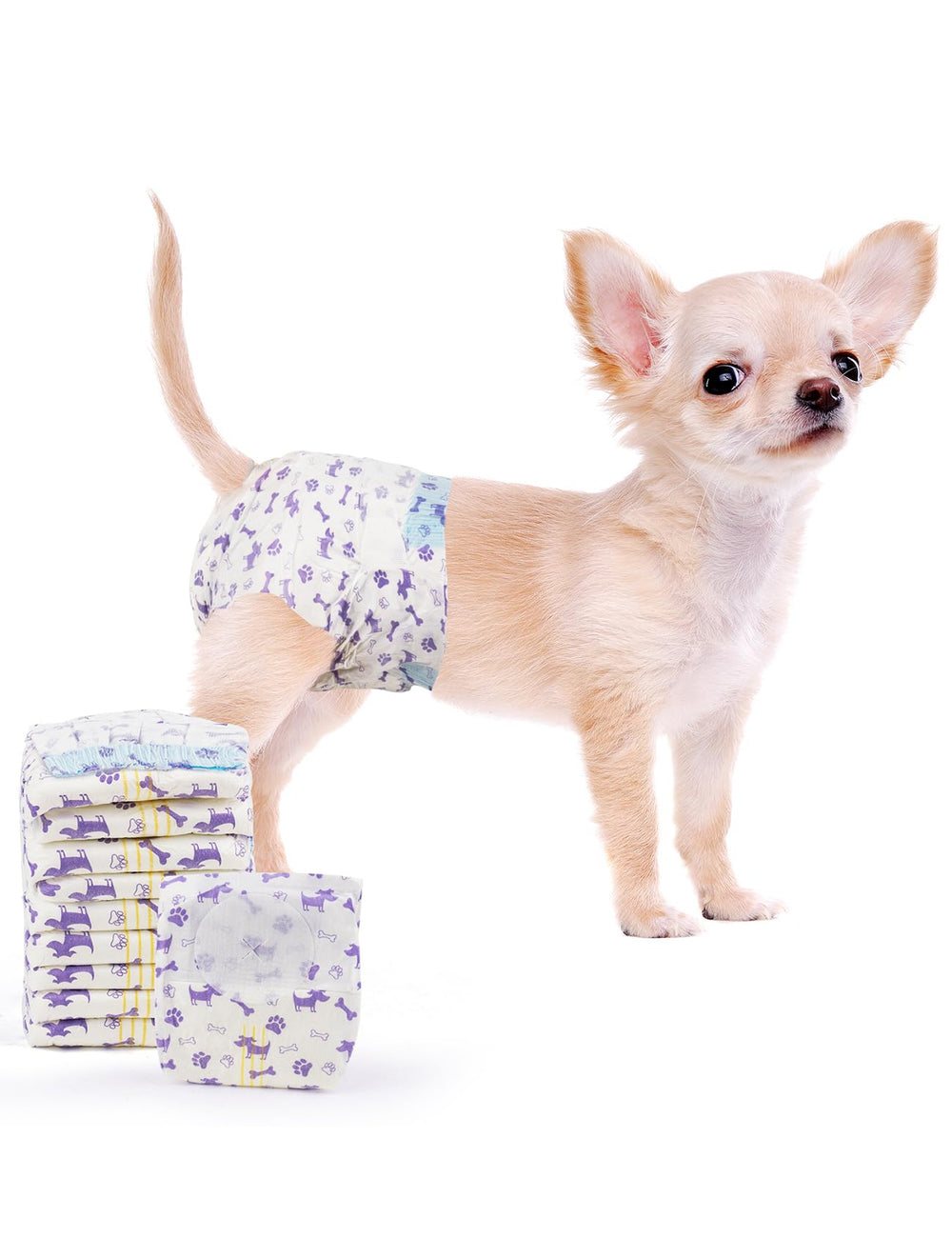 MICOOYO disposable dog diapers XS pack for small dogs and puppies.