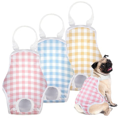 MICOOYO dog diaper onesie striped suspenders secure a comfortable, slip-free fit.