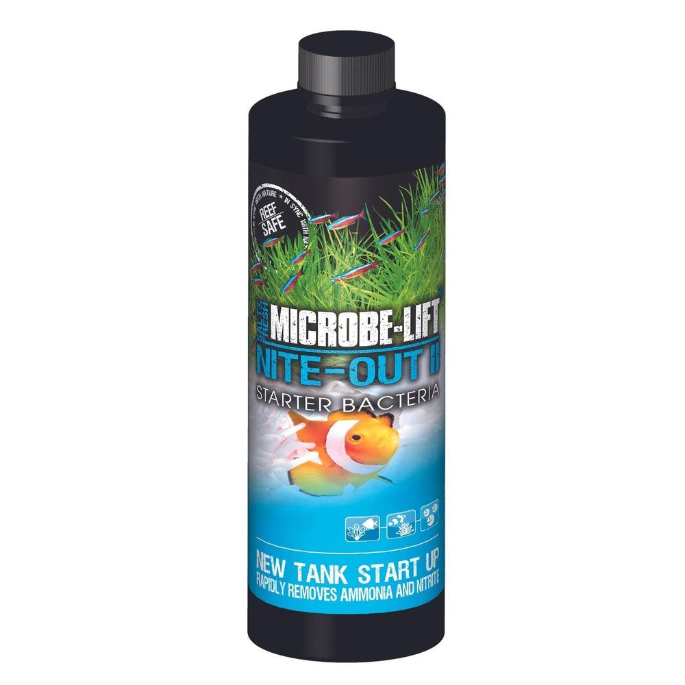 MICROBE-LIFT Nite-Out II bottle closeup for aquarium biofilter startup