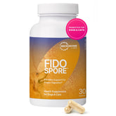 Microbiome Labs Fidospore packaging front showing dog probiotics for gut health.