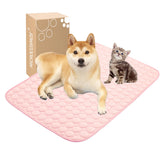 MICROCOSMOS cooling mat top view with pink surface for instant cooling comfort.