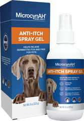 MicrocynAH anti-itch spray gel bottle for easy, non-toxic skin relief.