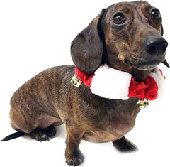 Midlee dog collar with jingle bells in red and white for cheerful holiday moments