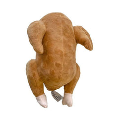 Midlee Roasted Thanksgiving Turkey Plush Dog Toy closeup showing squeaker for interactive play