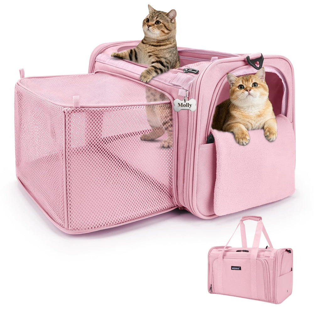 MIDOG cat carrier soft under-seat coral front view ideal for easy under-seat airline travel