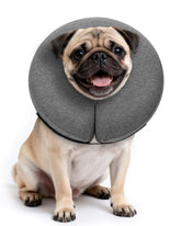 MIDOG inflatable dog cone collar grey side view showing secure fit for recovery