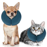 MIDOG donut collar blue close-up shows a soft, breathable exterior for comfortable post-surgery recovery.