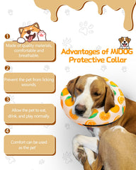 MIDOG donut cone on a dog demonstrates comfortable fit without obstructing movement