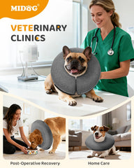 MIDOG vision-friendly recovery collar grey enabling easier movement and meals