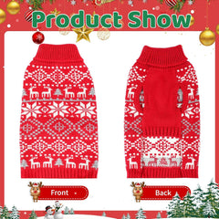 Midollarle extra-large dog Christmas sweater snowflake-reindeer pattern adds festive flair