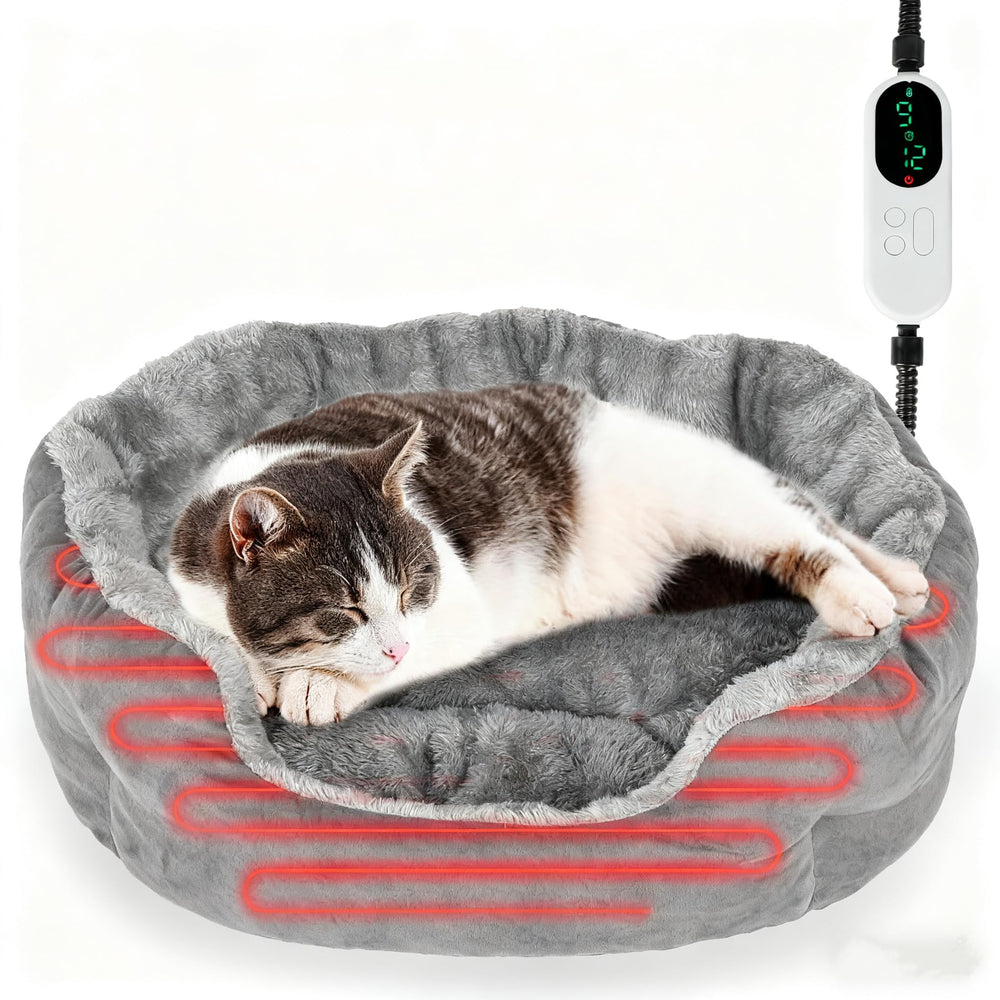 Midollarle heated cat bed donut top view for cozy warmth and relaxation.