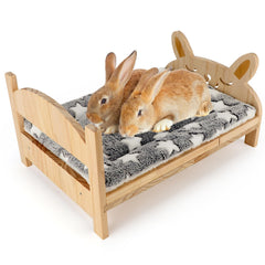 Midollarle large rabbit bed assembly shows a sturdy wooden frame for durable pet comfort.