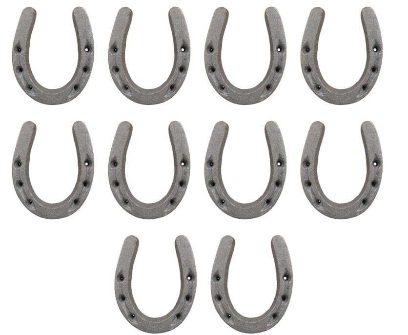 Midwest Craft House small cast iron horseshoes pack-10 provides durable rustic décor accents.