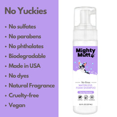Mighty Mutt tearless formula closeup promotes gentle cleansing without irritation