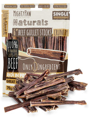 Mighty Paw beef gullet sticks 6in 30-pack product shot for long-lasting chew sessions.