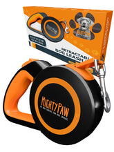 Mighty Paw correa retráctil 2.0 con mango ergonómico para paseos cómodos.